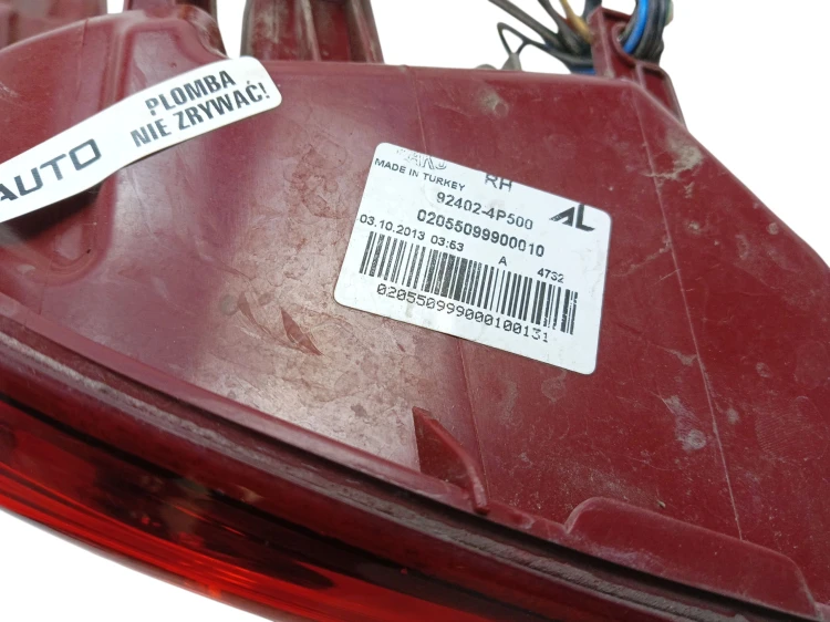LAMPA PRAWY TYŁ HYUNDAI I20 I LIFT (2012-2015) 1.2 16V 86KM 92402-4P500