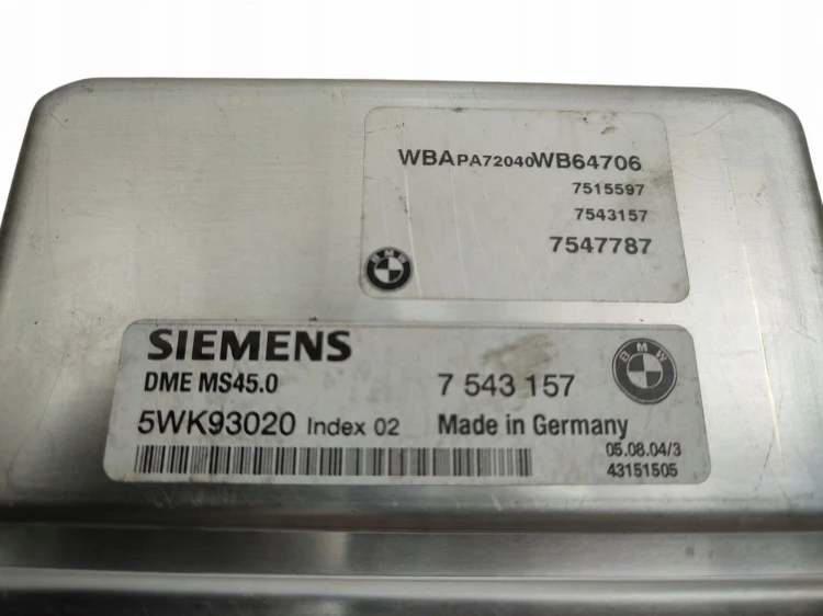 KOMPUTER STEROWNIK SILNIKA BMW X3 E83 (2003-2006) 2.5 192KM 7543157