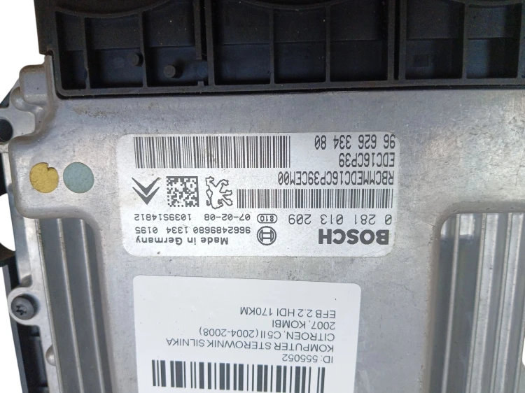 KOMPUTER STEROWNIK SILNIKA CITROEN C5 II (2004-2008) 2.2 HDI 170KM 96626334