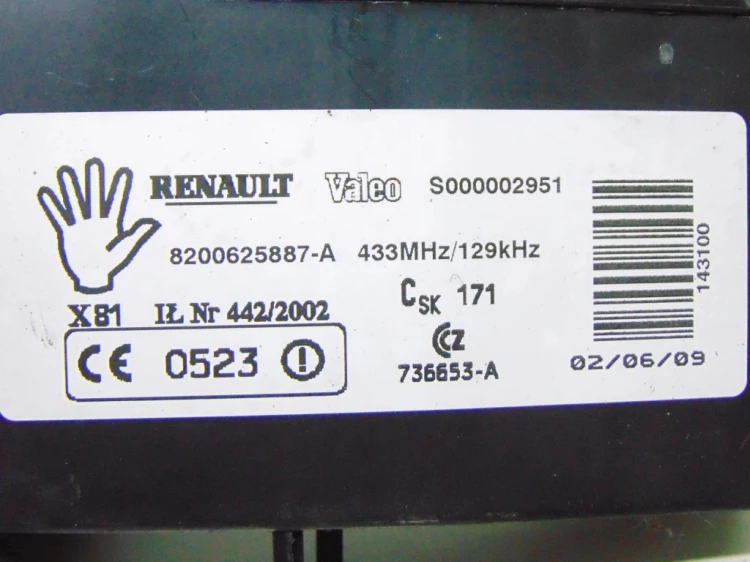 CZYTNIK KART RENAULT ESPACE IV LIFT (2006-2014) 8200625887-A