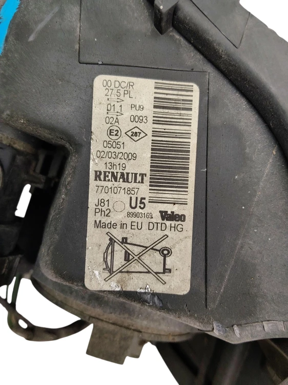 LAMPA PRAWY PRZÓD RENAULT ESPACE IV LIFT (2006-2012) 2.0 DCI 150KM 77010718
