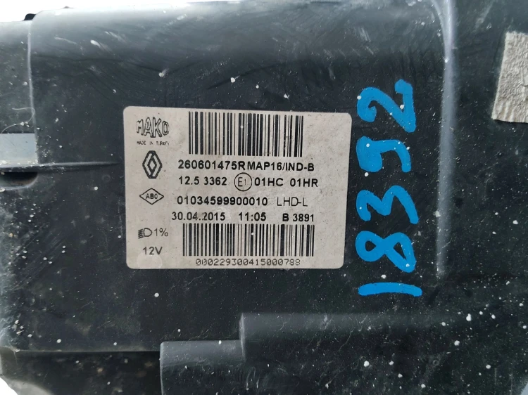 LAMPA LEWY PRZÓD RENAULT CLIO IV (2012-2016) 1.5 DCI 75KM 260601475R