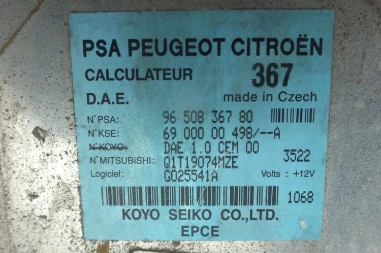 MODUŁ STEROWNIK WSPOMAGANIA CITROEN C2 (2003-2009) 1.6 HDI 9650836780