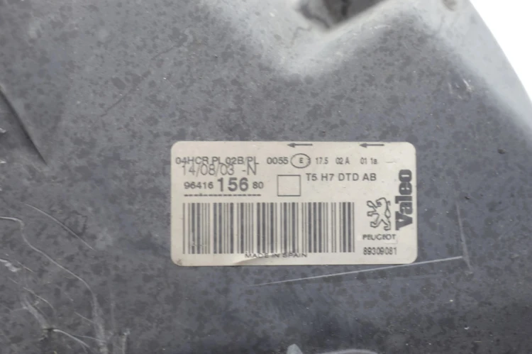LAMPA PRAWY PRZÓD PEUGEOT 307 (2001-2005) 1.6 16V 9641615680