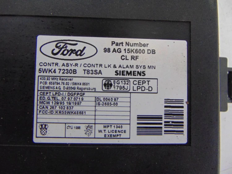 MODUŁ KOMFORTU FORD FOCUS MK1 1.8 TDCI 98AG 15K600DB