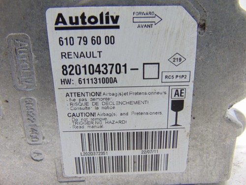 SENSOR PODUSZEK RENAULT CLIO III LIFT (2009-2012) 1.2 16V 8201043701