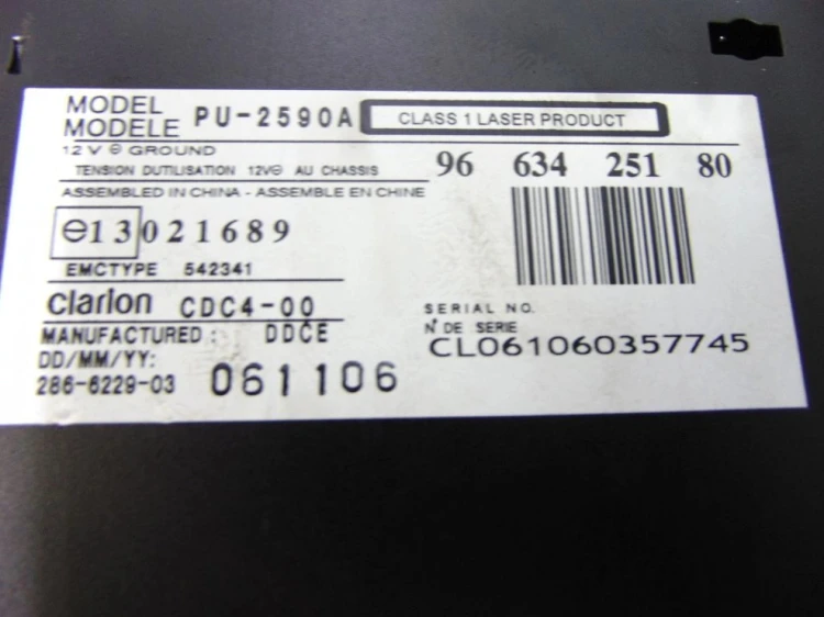 ZMIENIARKA PŁYT CD PEUGEOT 407 (2004-2008) 9663425180