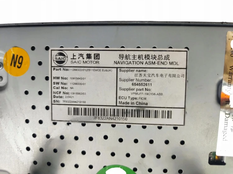 RADIO MG ZS I EV LIFT (2021-) TZ204XS1152 156KM 11288322