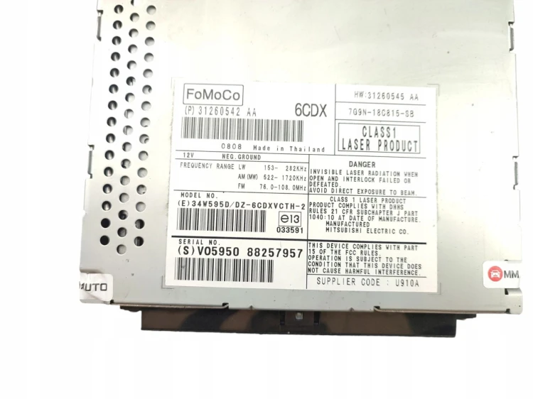 RADIO VOLVO V70 III (2007-2013) 2.0 D 136KM 7G9N-18C815-SB