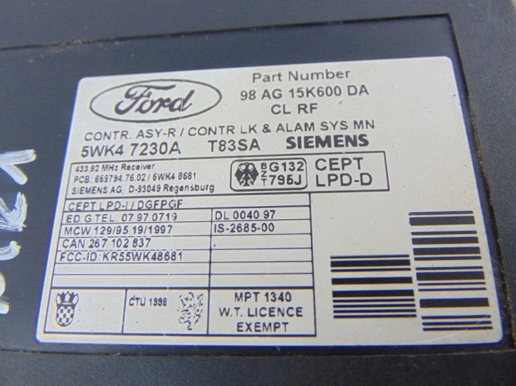 MODUŁ KOMFORTU FORD FOCUS MK1 1.8 TDCI 98AG 15K600 DA