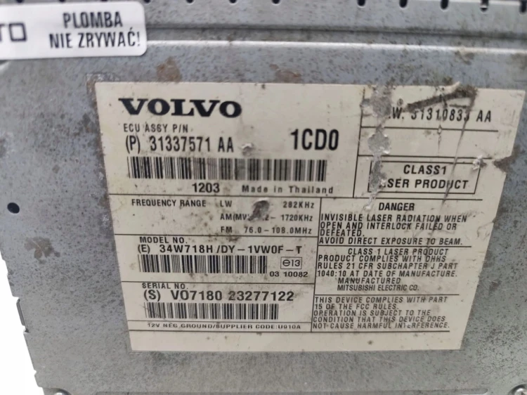 RADIO CZYTNIK VOLVO V70 III LIFT (2011-2013) 2.0 T5 241KM 31337571