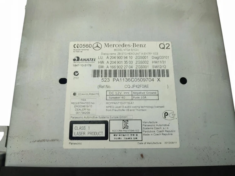 RADIO MERCEDES C W204 LIFT (2011-2014) 2.2 CDI 170KM A2049009410