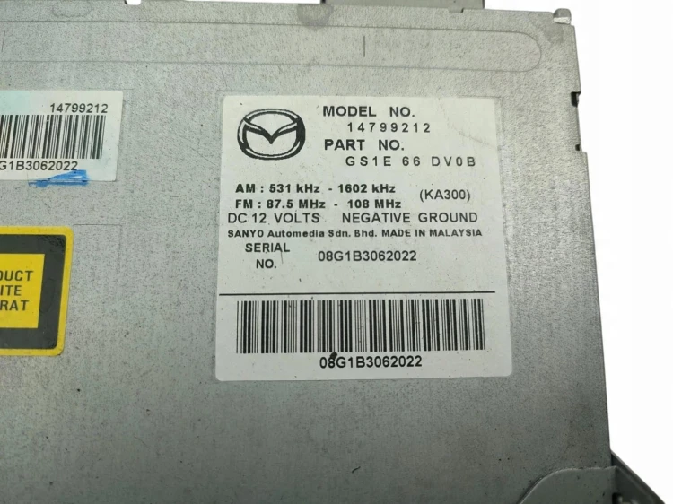 RADIO MAZDA 6 II GH (2007-2010) 2.0 CITD 140KM 14799212