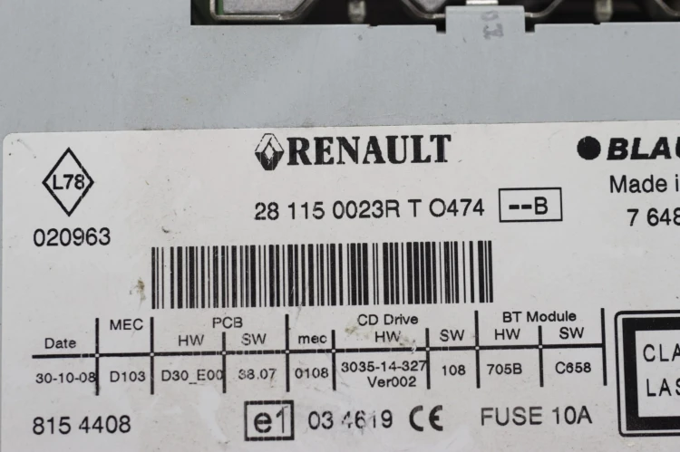 RADIO CD RENAULT MEGANE III (2008-2013) 281150023R