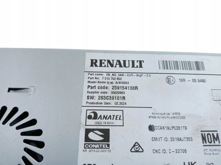 RADIO NAWIAGACJA RENAULT CAPTUR II CLIO V ARKANA 259154138R 283C39101R