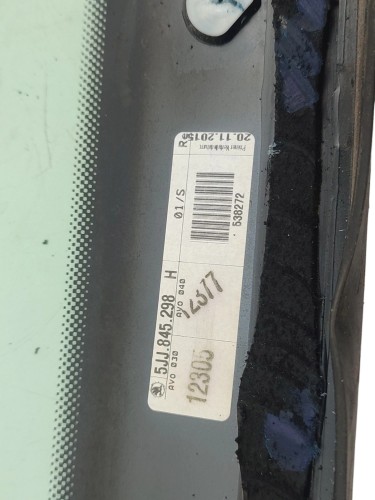 SZYBA KAROSERYJNA PRAWY TYŁ SKODA RAPID (2012-2017) 1.4 TDI 90KM 5JJ845298