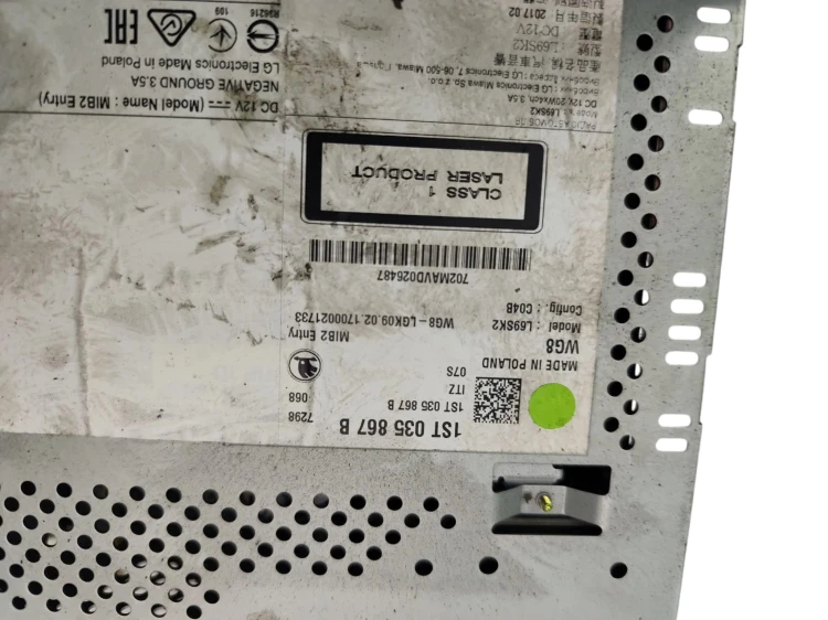 RADIO SKODA CITIGO (2011-2015) 1.0 MPI 60KM 1ST035867B