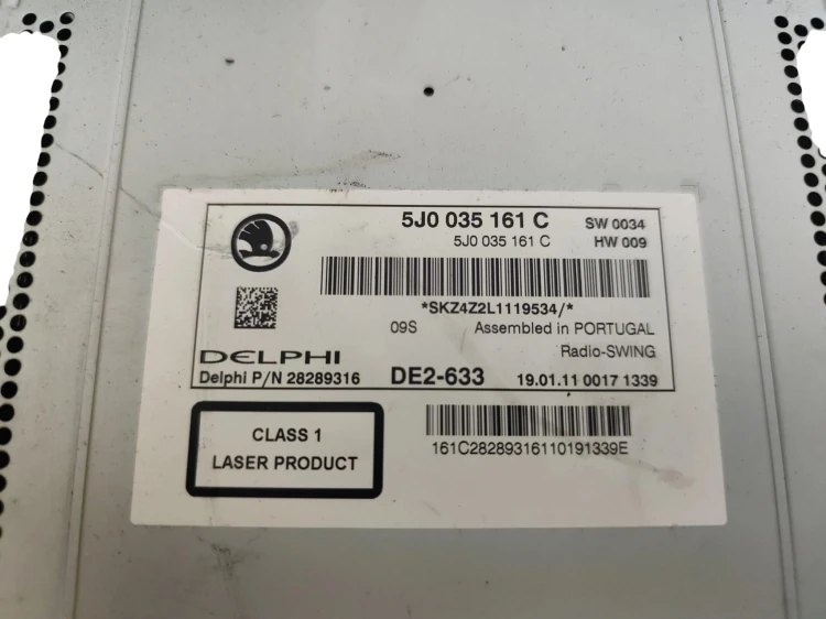 RADIO SKODA FABIA II LIFT (2010-2014) 1.2 TSI 86KM 5J0035161C