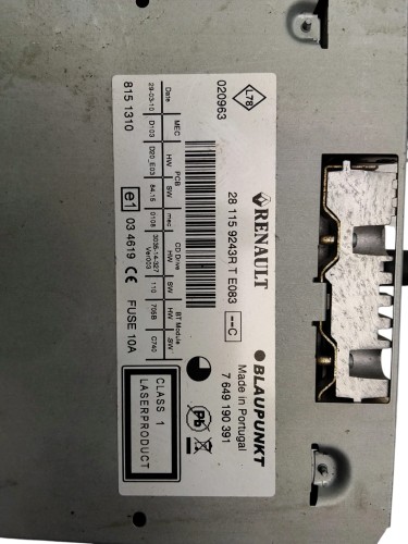 RADIO RENAULT SCENIC III (2009-2011) 1.9 DCI 130KM 2811591243R