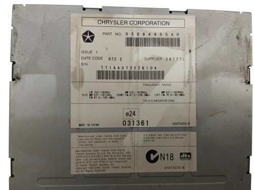 RADIO JEEP COMPASS I LIFT (2011-2013) 2.2 CRD 163KM 05064955AH