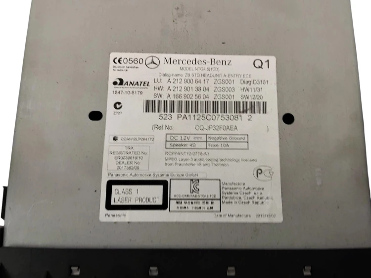 RADIO MERCEDES E W212 (2009-2012) 2.2 CDI 170KM A2129006417