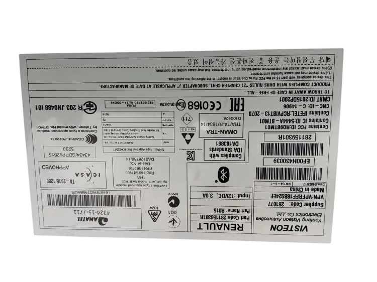 RADIO RENAULT MEGANE IV (2016-2020) 1.6 SCE 114KM 281159301R