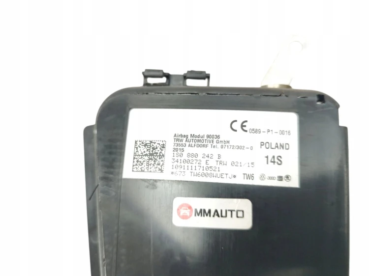 PODUSZKA FOTELA PRAWA VOLKSWAGEN UP (2011-2016) 1.0 MPI 75KM 1S0880242B