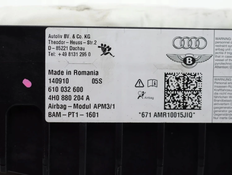 PODUSZKA PASAŻERA AUDI A8 D4 (2009-2013) 3.0 TDI 250HP 4H0880204A