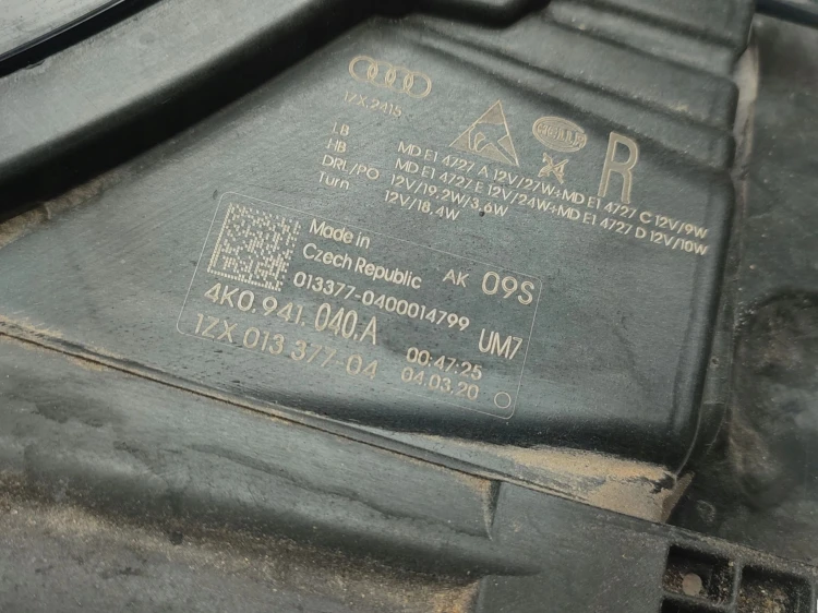 LAMPA PRAWY PRZÓD AUDI A6 C8 (2018-2023) 2.0 TFSI 245KM 4K0941040A