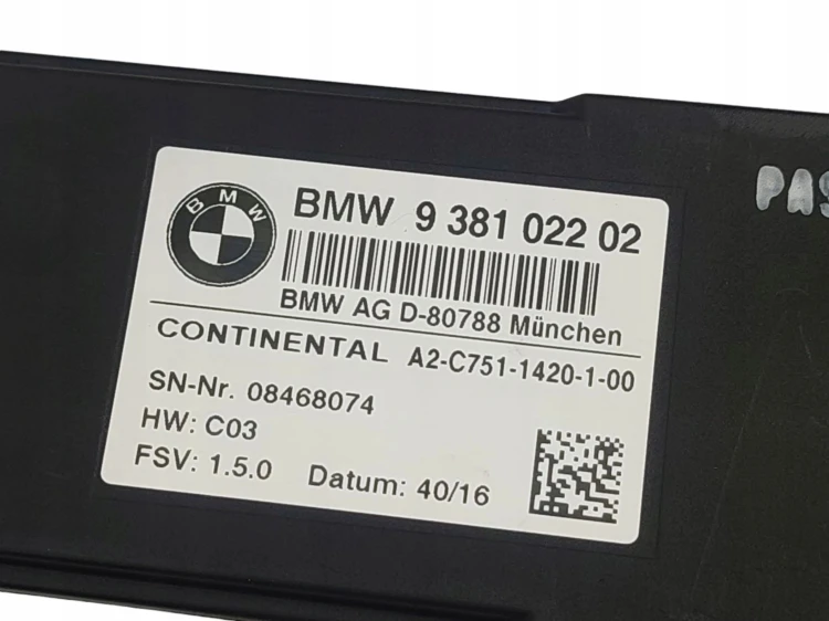 MODUŁ FOTELA BMW 7 G11 (2015-2018) 3.0 D 265KM 9381022