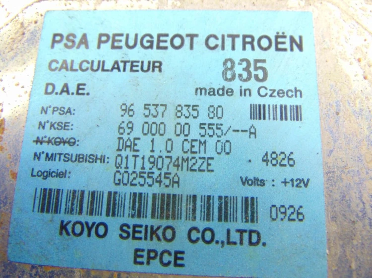MODUŁ STEROWNIK WSPOMAGANIA CITROEN C3 I (2002-2005) 1.4 HDI 9653783580