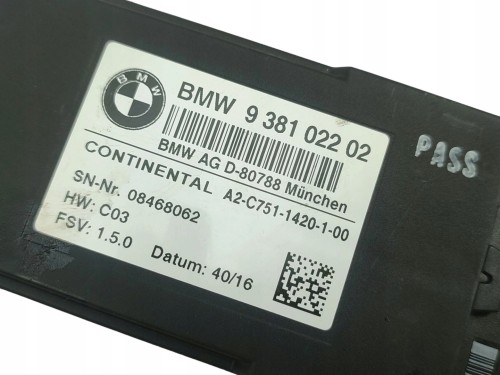 MODUŁ FOTELA BMW 7 G11 (2015-2018) 3.0 D 265KM 9381022
