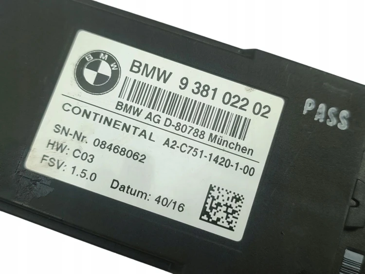 MODUŁ FOTELA BMW 7 G11 (2015-2018) 3.0 D 265KM 9381022