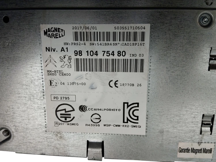 RADIO CZYTNIK PEUGEOT 308 II T9 (2014-2017) 1.6 BlueHDI 120KM 9810475480