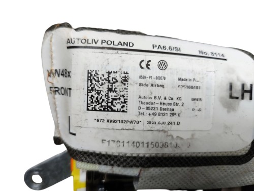 PODUSZKA FOTELA LEWA VOLKSWAGEN PASSAT B8 (2014-2019) 2.0 TDI 150KM 3G08802