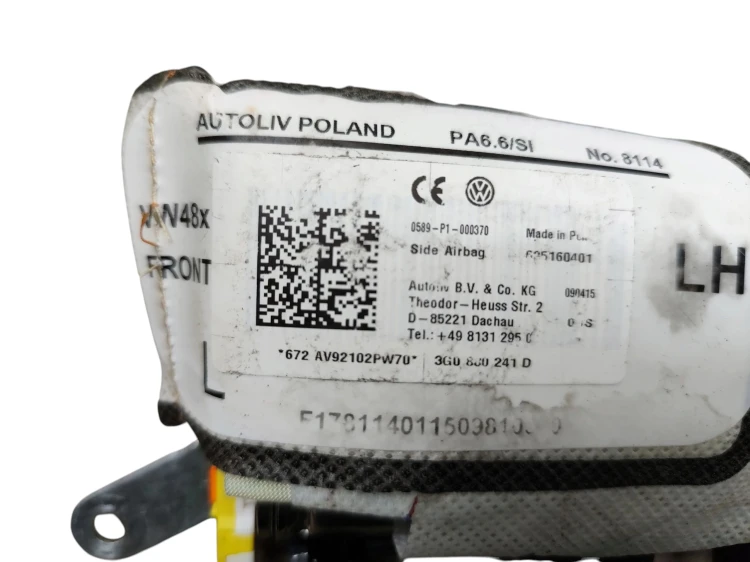 PODUSZKA FOTELA LEWA VOLKSWAGEN PASSAT B8 (2014-2019) 2.0 TDI 150KM 3G08802