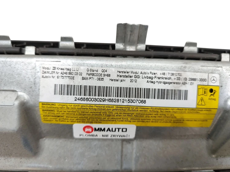 PODUSZKA KOLANOWA MERCEDES B W246 (2011-2014) 1.8 CDI 109KM A2468600302