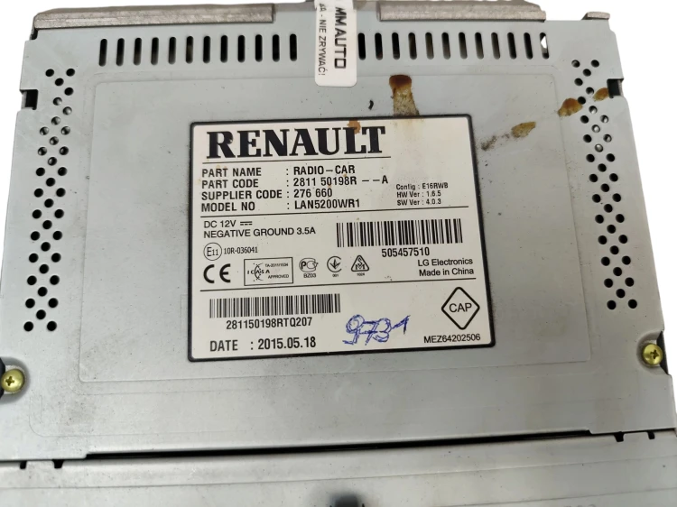 RADIO OPEL VIVARO B (2014-2019) 1.6 CDTI 140KM 281150198R 93454461