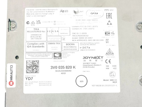 CZYTNIK MULTIMEDIA MIB SKODA KAROQ LIFT (2022-) 2.0 TSI 190KM 3V0035820K