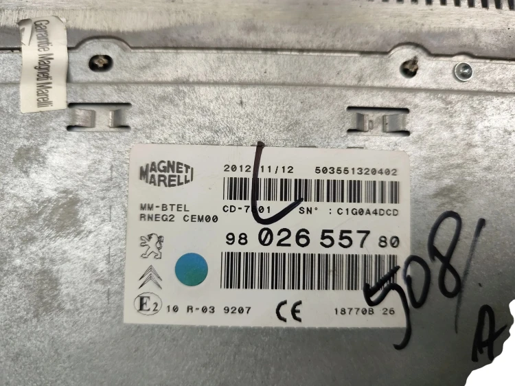 RADIO CZYTNIK PEUGEOT 508 I (2010-2014) 2.0 HDI 140KM 9802655780