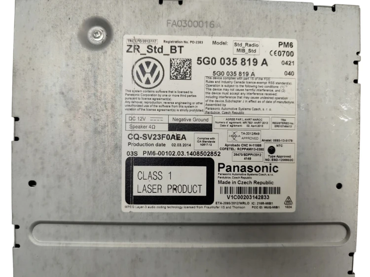 CZYTNIK MULTIMEDIA MIB VOLKSWAGEN GOLF VII (2012-2016) 1.2 TSI 105KM 5G0035
