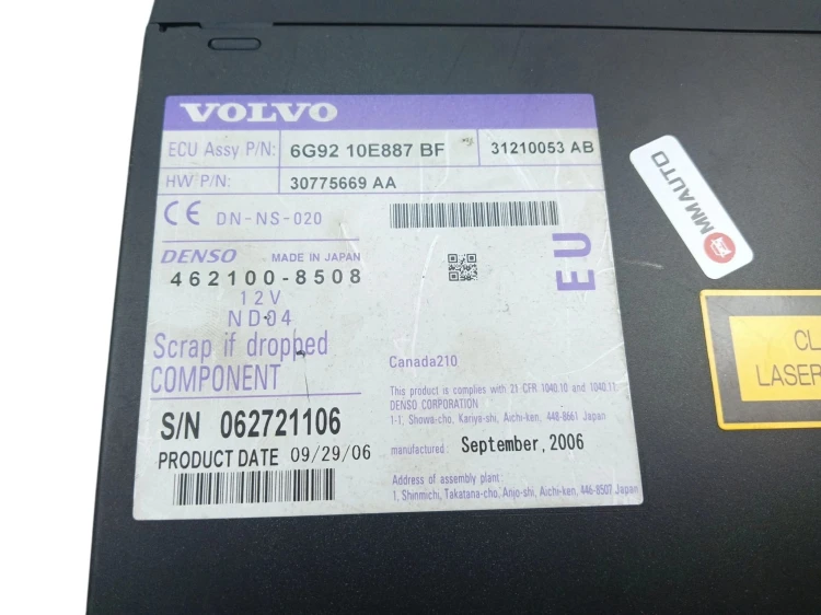 CZYTNIK NAWIGACJI GPS VOLVO S80 II (2006-2009) 2.4 D5 185KM 30775669AA