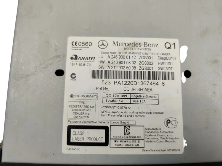 RADIO MERCEDES A W176 (2012-2015) 1.6 CGI 122KM A2469000112