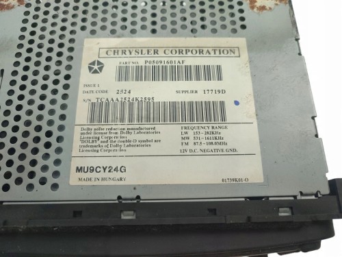 RADIO CHRYSLER PT CRUISER (2000-2007) 1.6 16V 115KM P05091601AF