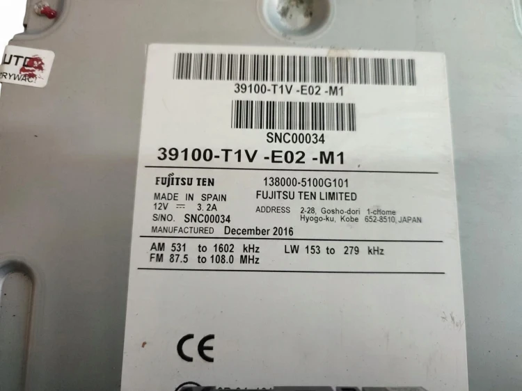 RADIO HONDA CR-V IV LIFT (2014-2018) 1.6 i-DTEC 120KM 39100-T1V-E02-M1