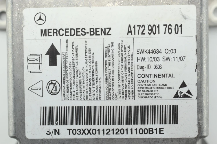 MODUŁ AIRBAG MERCEDES SLK R172 (2011-2015) 1.8 CGI 184KM A1729017601